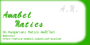amabel matics business card
